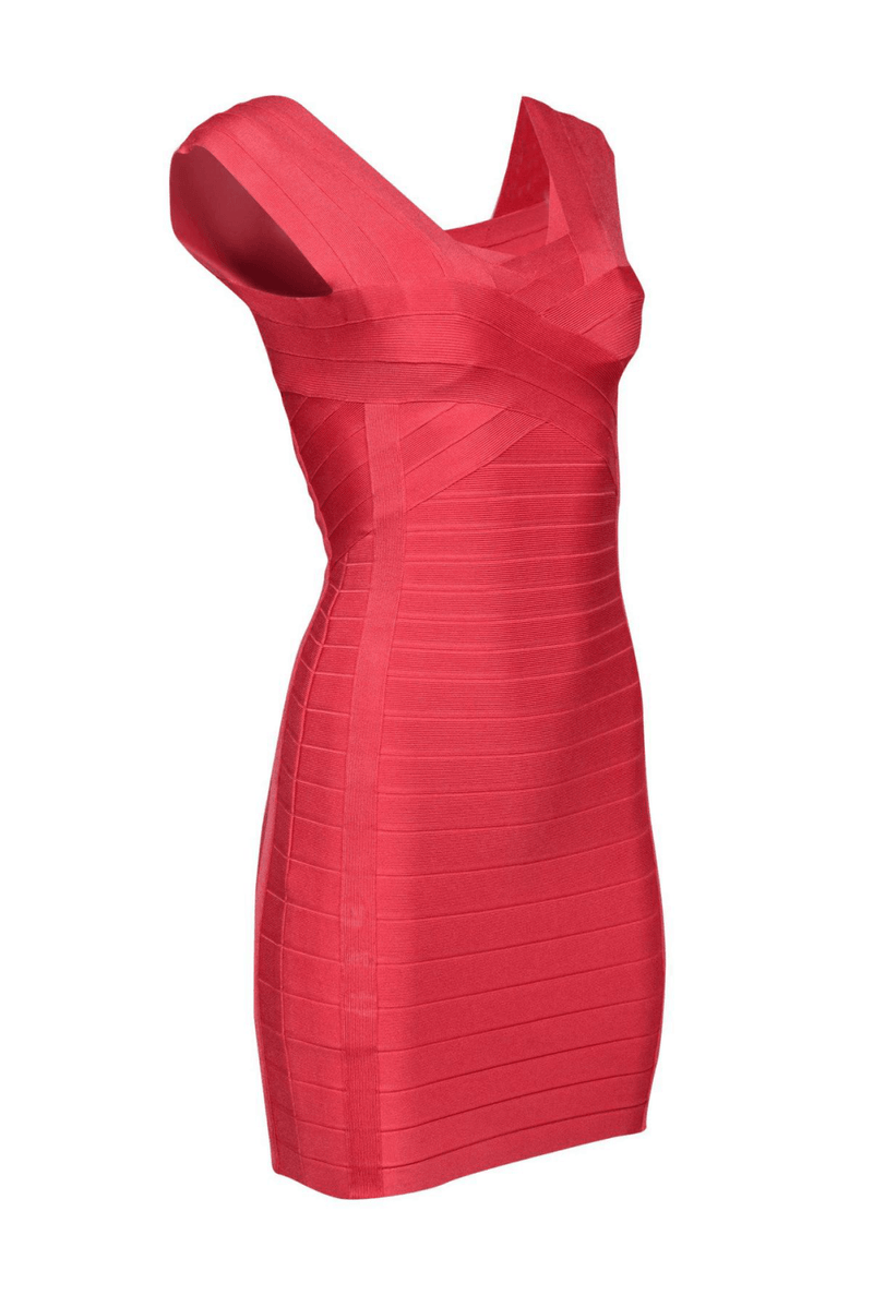 Herve Leger - Peachy Pink Plunge Bandage Dress - Trendy Seconds