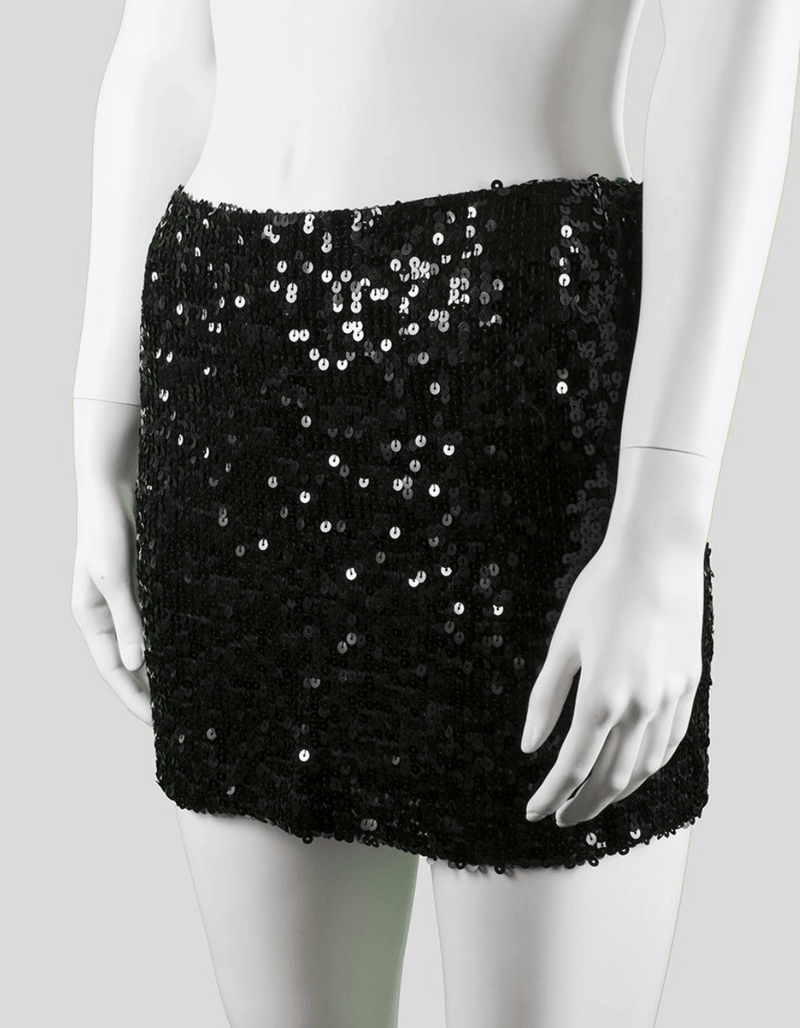 La Rox Luxe - Black Sequined Mini Skirt - Trendy Seconds