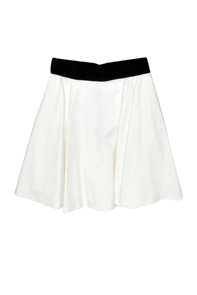 Milly - White Flair Skirt w/ Black Waistband - Trendy Seconds