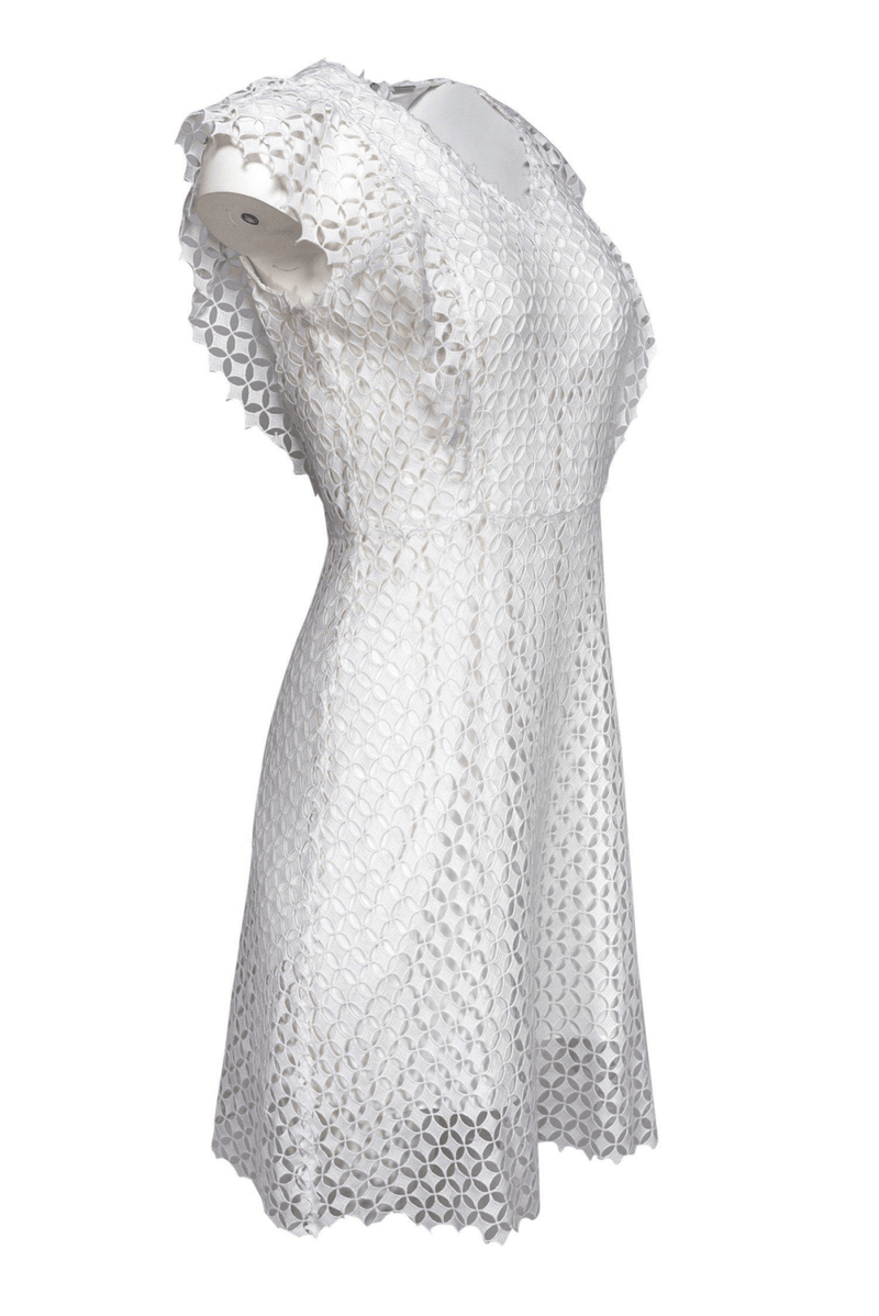 Elie Tahari - White Laser Cut Dress - Trendy Seconds