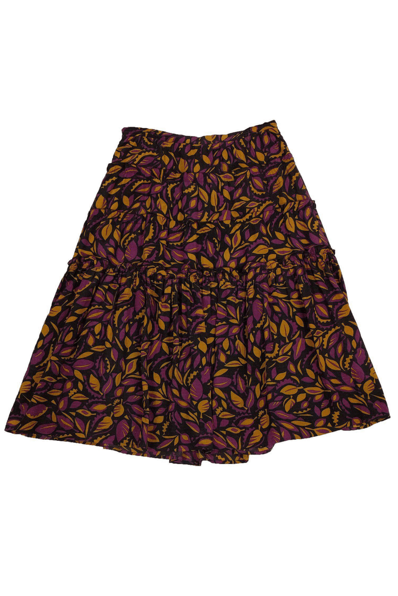 Max Mara - Purple and Gold Leaf Print Skirt - Trendy Seconds
