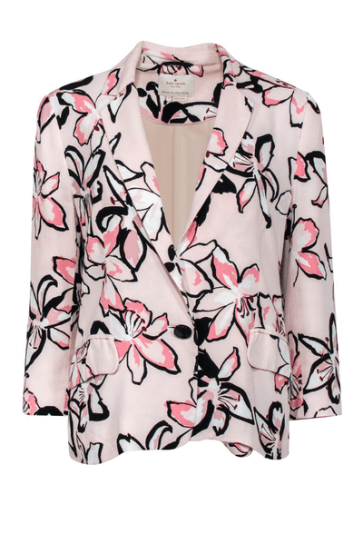 Kate Spade - Pink Floral Print Single Button Blazer - Trendy Seconds