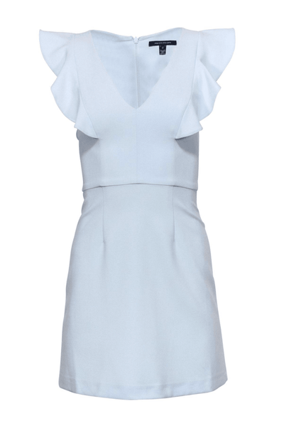 French Connection - Baby Blue Sleeveless Fit & Flare Dress W/ Ruffles - Trendy Seconds