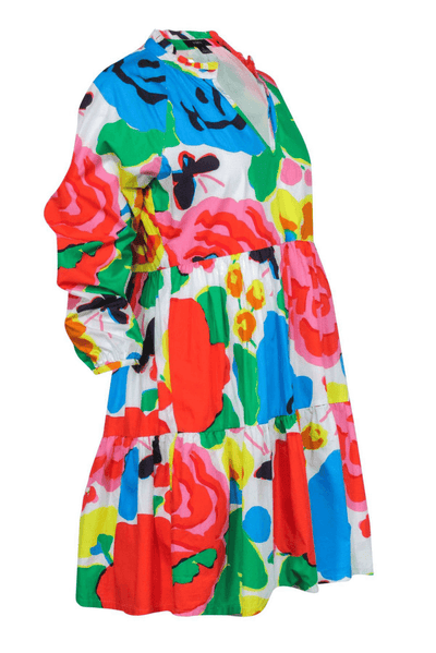 J.Crew - Bright Rainbow Printed Floral & Butterfly Cotton Babydoll Dress - Trendy Seconds