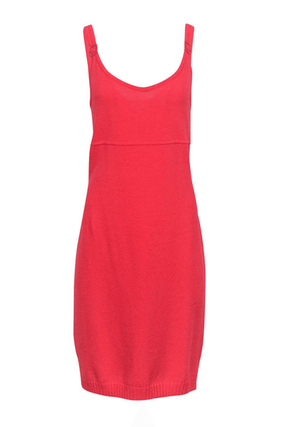 St. John - Bright Coral Knit Dress W/ Buckle Straps - Trendy Seconds