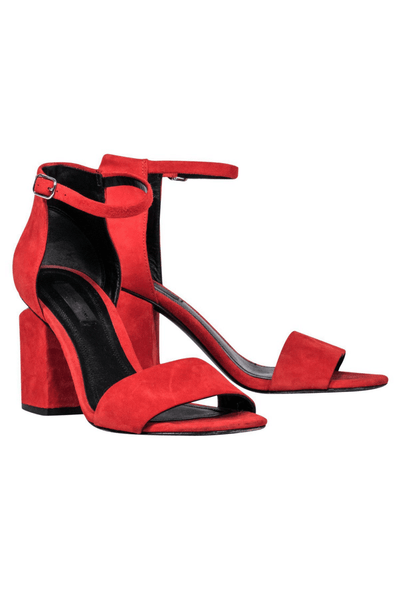 Alexander Wang - Red Suede Strappy Pumps - Trendy Seconds