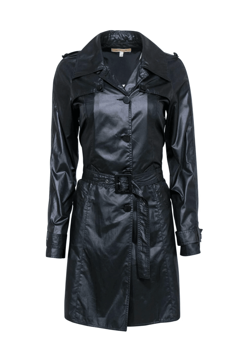 See By Chloe - Black Button-Up Belted Longline Trench - Trendy Seconds