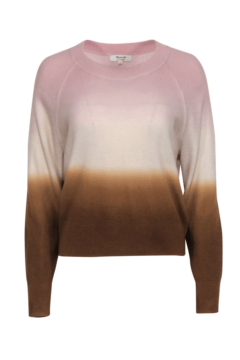 Madewell - Pink & Brown Ombre Waffle Knit Cashmere Sweater - Trendy Seconds
