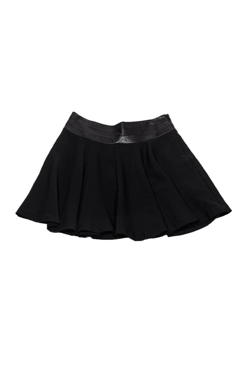 Milly - Black A-Line Skirt w/ Leather Waist - Trendy Seconds