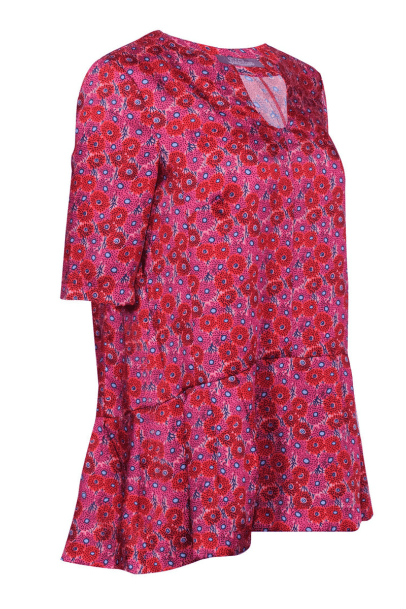 Lela Rose - Floral Print Blouse W/ Peplum Hem - Trendy Seconds