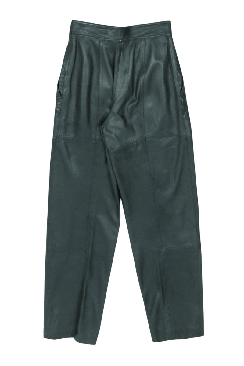 Escada - Vintage Olive Green Leather Pants - Trendy Seconds