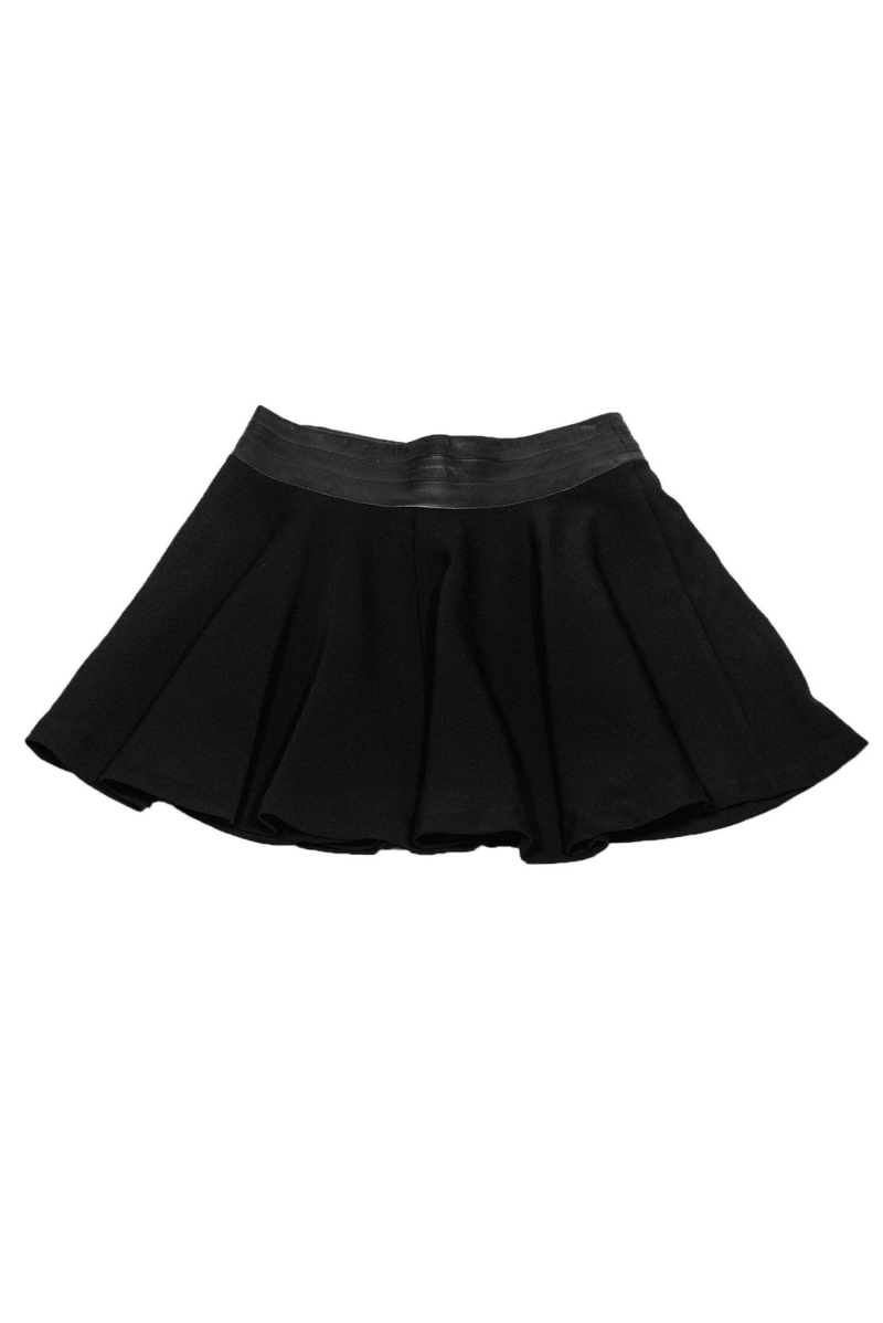 Milly - Black A-Line Skirt w/ Leather Waist - Trendy Seconds