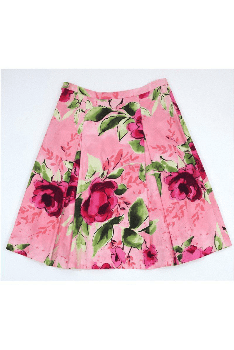 Moschino - Cheap & Chic - Pink & Green Floral Print Cotton Skirt - Trendy Seconds