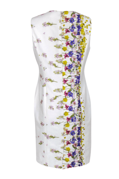 Carolina Herrera - White Floral Printed Cotton Sheath Dress - Trendy Seconds