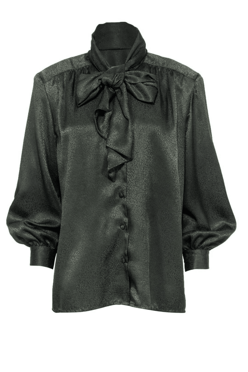 Doncaster - Army Green Textured Button-Up Blouse - Trendy Seconds