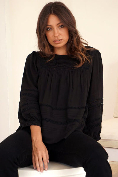 Dawn Blouse in Black - Trendy Seconds