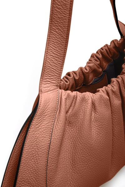 Ana Tote Large Pebble Ruched Apricot - Trendy Seconds