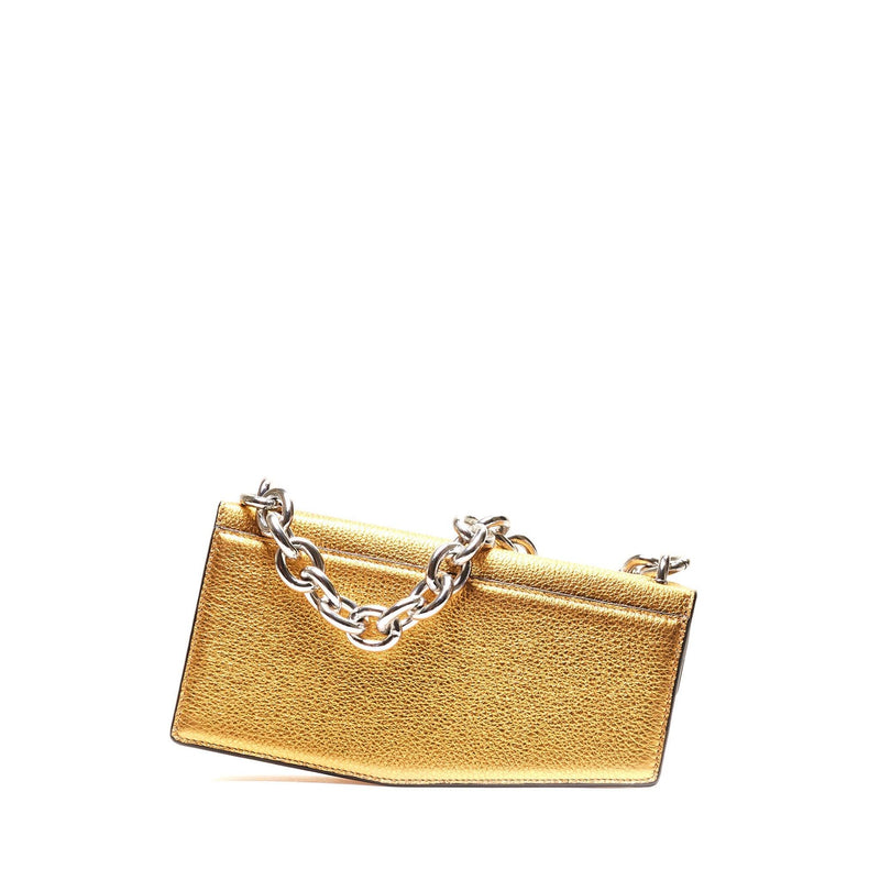 Simone Double Base Bag Metallic Chain Bright Gold - Trendy Seconds
