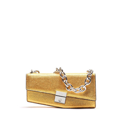 Simone Double Base Bag Metallic Chain Bright Gold - Trendy Seconds