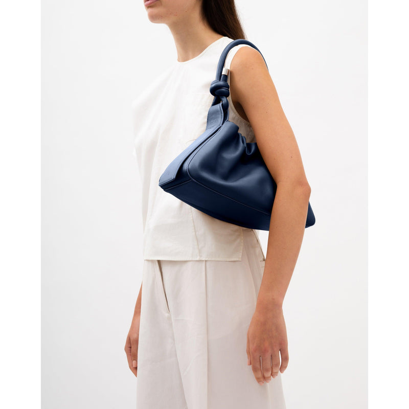 Tina Baguette Nappa Ruched Navy - Trendy Seconds
