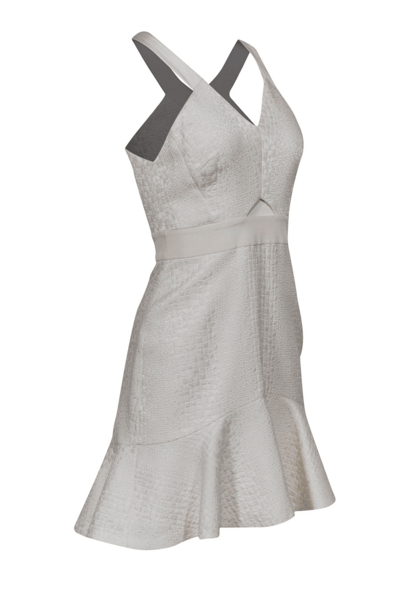 Rebecca Taylor - White Textured Flared Dress W/ Keyhole - Trendy Seconds