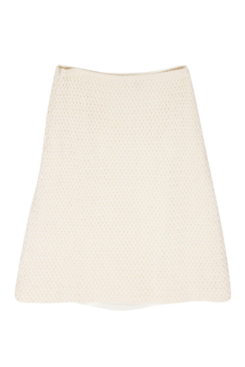 Piazza Sempione - Cream Woven Knit Wool Skirt - Trendy Seconds