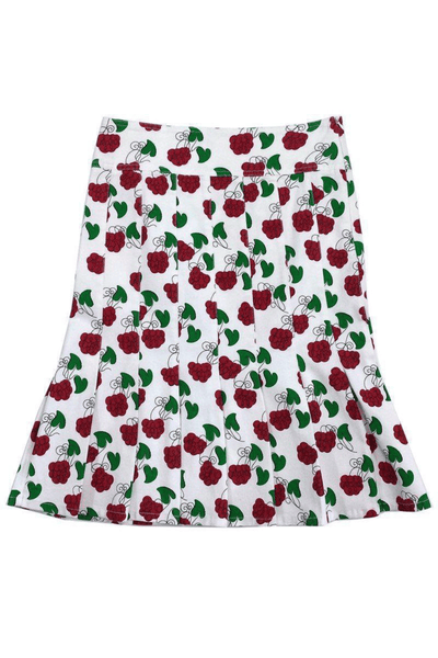 Moschino - White Red & Green Fruit Print Cotton Skirt - Trendy Seconds