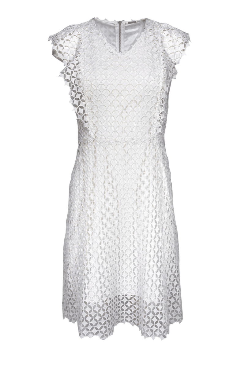 Elie Tahari - White Laser Cut Dress - Trendy Seconds