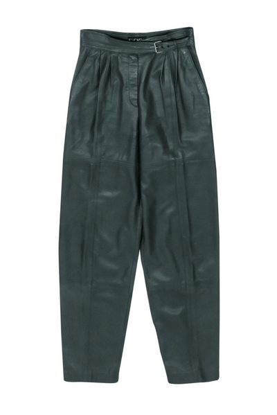 Escada - Vintage Olive Green Leather Pants - Trendy Seconds
