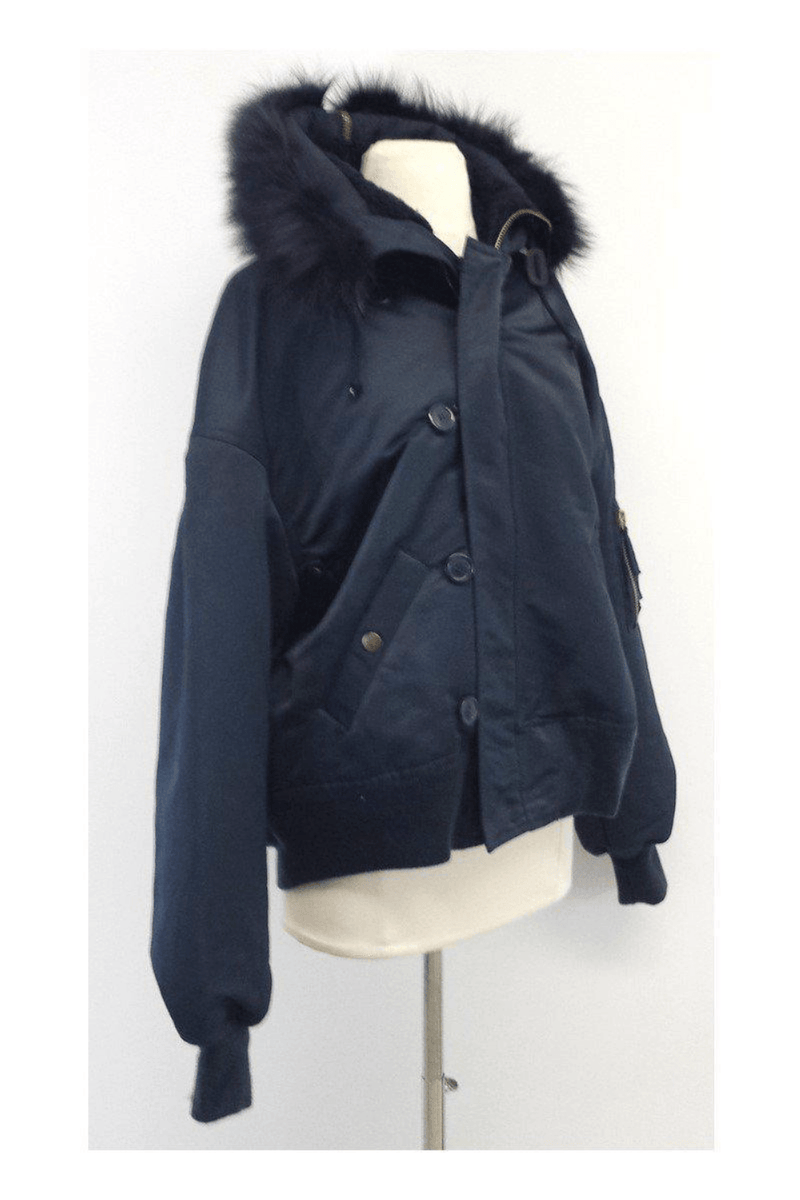 Jean Paul Gaultier Jeans - Navy Jacket w/Fur Trim - Trendy Seconds