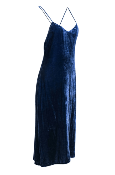 Reformation - Navy Velvet Sleeveless Strappy "Moore" Maxi Dress - Trendy Seconds