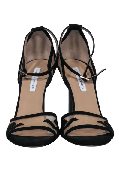 Diane Von Furstenberg - Black Suede & Mesh Stilettos - Trendy Seconds