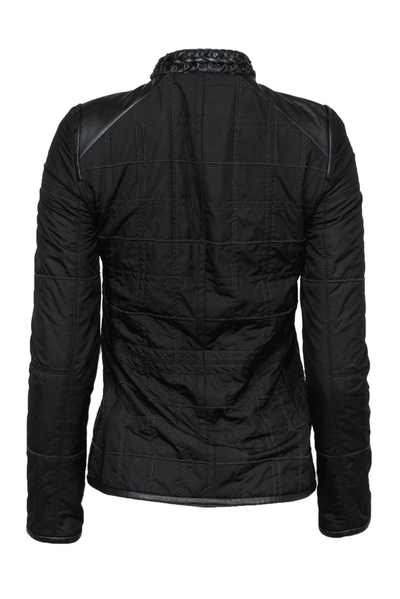 Elie Tahari - Black Quilted Jacket w/ Leather Trim - Trendy Seconds