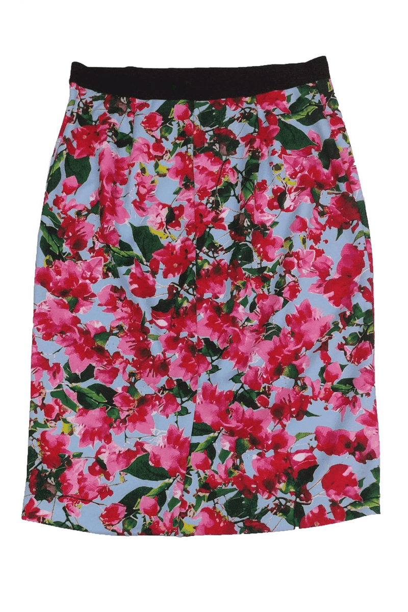 Milly - Pink & Blue Floral Print Skirt - Trendy Seconds