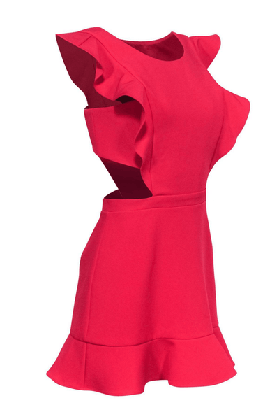 BCBG Max Azria - Hot Pink Ruffle Dress W/ Open Back - Trendy Seconds