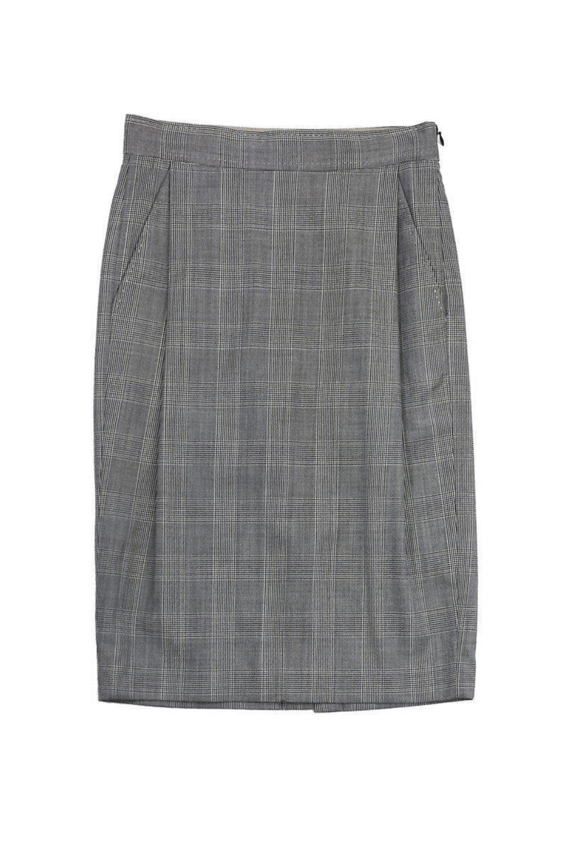 Malene Birger - Grey Checkered Plaid Wool Skirt - Trendy Seconds