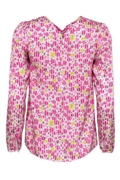 Kate Spade - Pink & White Striped Knotted Blouse w/ Florals - Trendy Seconds