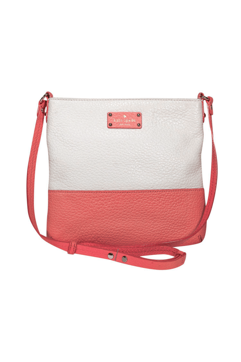Kate Spade - Ivory & Coral Pebbled Leather Cross Body - Trendy Seconds
