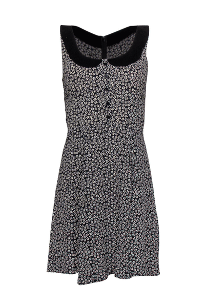 Reformation - Black & White Floral A-Line Dress w/ Peter Pan Collar - Trendy Seconds