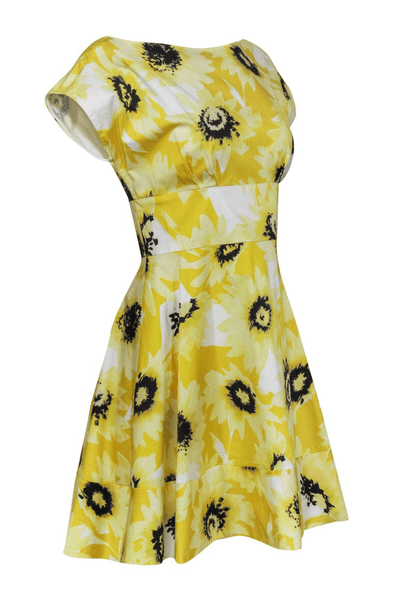 Kate Spade - Yellow Floral Cotton Boat Neckline Dress - Trendy Seconds