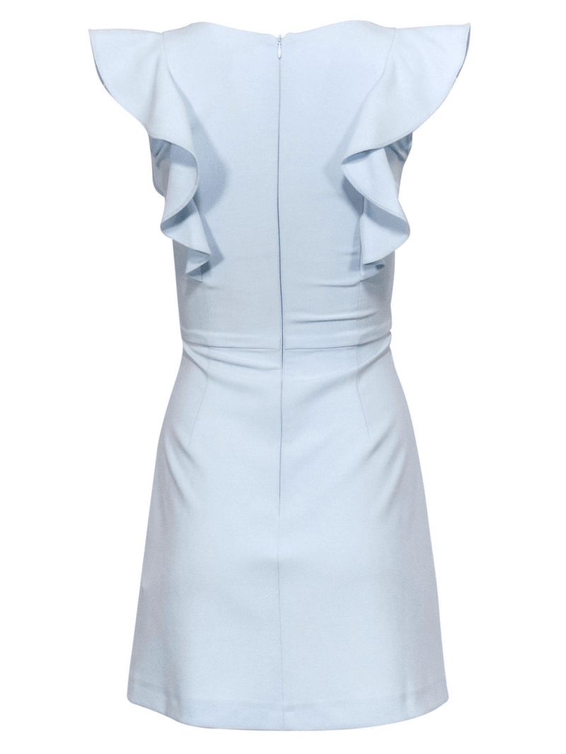 French Connection - Baby Blue Sleeveless Fit & Flare Dress W/ Ruffles - Trendy Seconds
